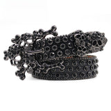 Hip-hop punk rhinestone belt skull head exaggerated
