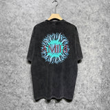 Amiri washed t-shirt colorful sun printing short sleeves