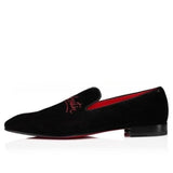 Louboutin-style red bottom shoes embroidered shoes fashioneasiest for matchcasual business thick sole glossy gentleman leather shoes red bottom wedding cl men's shoes