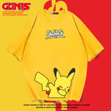 Men and Women Pokemon Pikachu T Shirt Summer Jingling Bao Ke Meng Loose Large Size