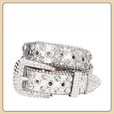 Hip-hop punk rhinestone belt with multiple air eyelet decoration