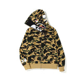 Shark Print Hoodie Men'S Hip Hop Shark Head Camouflage Hooded Long Sleeve Cardigan Coat Outerwear
