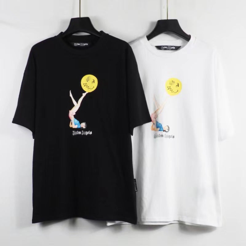 Palm Angels T Shirts Girl's Printed Short Sleeve T-shirt Men's Half Sleeve