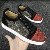 Louboutin-style red bottom shoes cl red bottom shoes european station export men's shoes rivet sneakers trendyflats breathable willow couple style