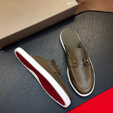Louboutin-style red bottom shoes: original standard original box top version cl handmade genuine leather shoes mencasual shoes slip-on beanie shoes red bottom loafers