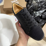 Louboutin-style red bottom shoes european cl style gridsmen's shoes cowhide rivets hot diamond low-top red bottom shoes couple sneakers casualeasiest for match