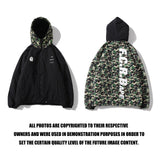 Shark Print Coat Fall Winter Men Camouflage Coat Cotton Coat Teenagers Winter Hooded Jacket