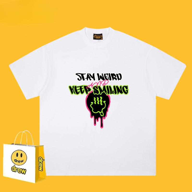 Drew T Shirts Funny Smiling Face Short Sleeve Printed T-shirt
