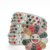 Hip-hop punk rhinestone belt personalized alloy sunflower rhinestones