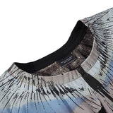 Marcelo Burlon T Shirt MB Gray and Blue Contrast Color Wings Pattern Same Style for Men and Women