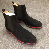 Louboutin-style red bottom shoes exportcl short boots leather fashion catwalk shoes high quality plus size red bottom leather boots