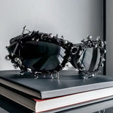 Trendy punk glasses dark uv protection