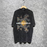 Amiri washed t-shirt damaged oil painting short sleeve