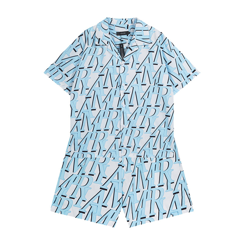 Amiri Shirt And Shorts 2 Piece Set Fashion Print Couple High Street