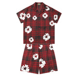 Denim Tears Shirt & Shorts 2 Piece Set Kapok Plaid Short Sleeve