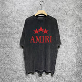 Amiri washed t-shirt red five-pointed star printing short sleeves