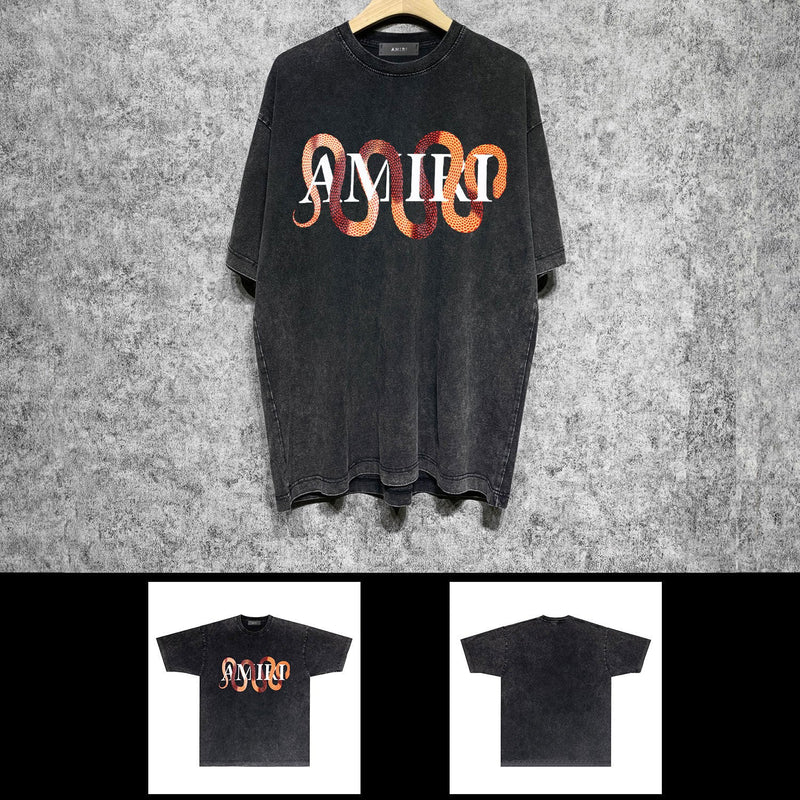 Amiri washed t-shirt gold snake short sleeve