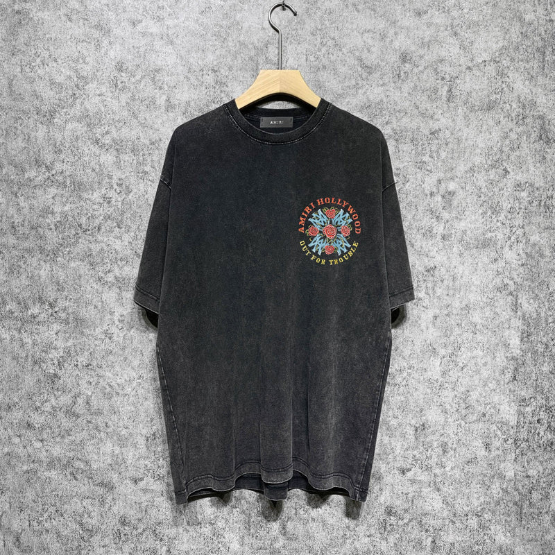 Amiri washed t-shirt floral printing short sleeve