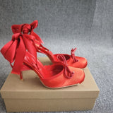 Louboutin-style red bottom shoes ballet shoes dance shoes european station cl french one-word celebrity elegant rhinestone sexy red bottom export high heels