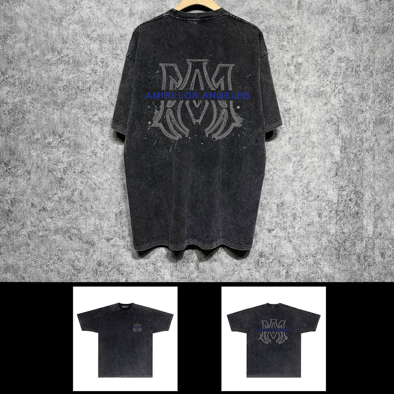Amiri washed t-shirt splash ink large simple label short sleeves