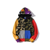 Shark Print Jacket Autumn And Winter Stitching Hooded Cardigan Zipper Sweater Coat