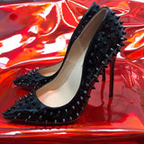 Louboutin-style red bottom shoes popular anchor cl studded red bottom shoes pointed toe cm high heels autum work export style women's shoes