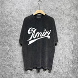 Amiri washed t-shirt flowy letter short sleeves