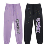 Sp5der Hoodie & Sweatpants 2 Piece Set Spider Web Stereo Printing plus Velvet