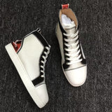Louboutin-style red bottom shoes european clexport red bottom shoes black velvet studs high-top rivet shoes diamond shoes trendyeasiest for match sneakers