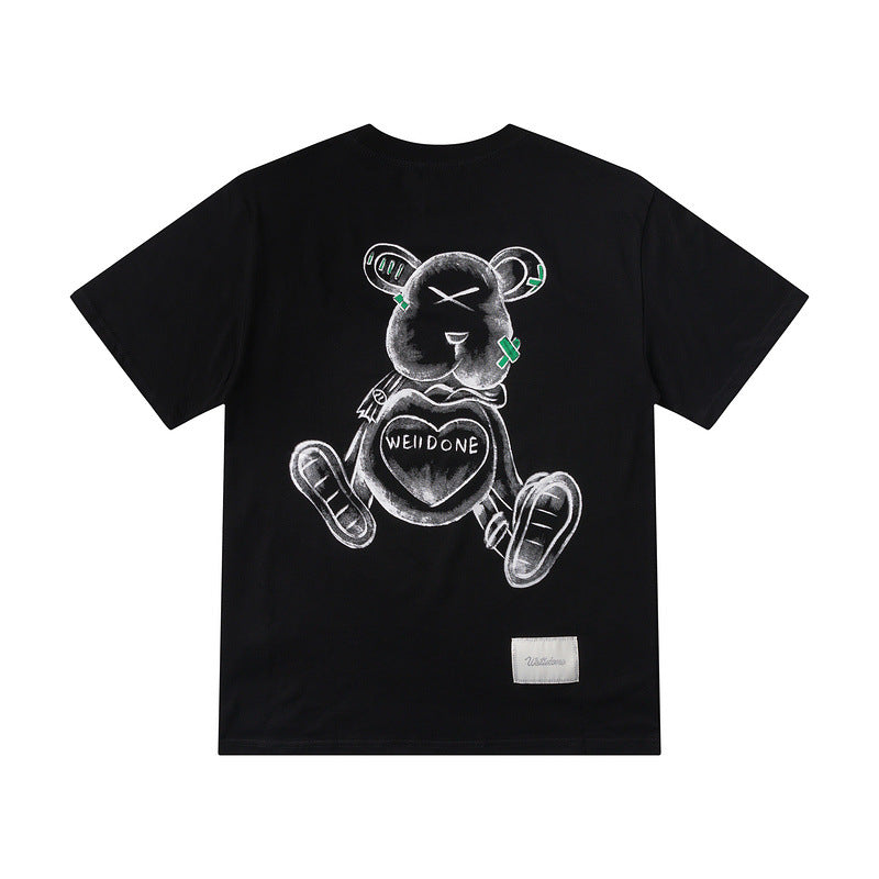 We11 Done T Shirts We11done Logo Green Label Bear Print Summer Casual Men and Women Same Style