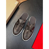 Louboutin-style red bottom shoes: original standard original box top version cl handmade genuine leather shoes mencasual shoes slip-on beanie shoes red bottom loafers