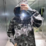 Bathing Ape Hoodie Camouflage Shark Text Embroidered Cardigan Hooded Sweater Jacket