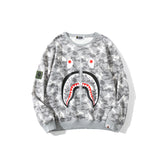 Shark Print Sweatshirts Digital Pixels Camouflage Pullover Sweater Men'S And Women'S Round Neck Thin Coat