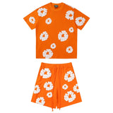 Denim Tears Outfit: T Shirt/Shorts (Separate Purchase Options) Puff Print Short Sleeve T-shirt Loose Couple Shorts Suit