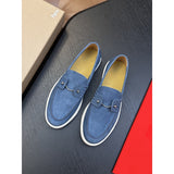 Louboutin-style red bottom shoes european station red bottom soft leather pedals fashion business loafers can clexport rivet men's shoes
