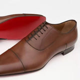Louboutin-style red bottom shoes embroidered shoes fashioneasiest for matchcasual business thick sole glossy gentleman leather shoes red bottom wedding cl men's shoes