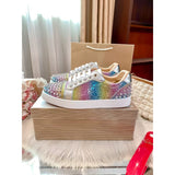 Louboutin-style red bottom shoes guangdong version european station cl red bottom shoes best selling studded shoes studded shoes fashioneasiest for match red bottom studded sneakers