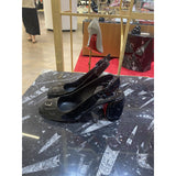 Louboutin-style red bottom shoes cl red bottom shoes back hollow high heels spring and autumn special-shaped heel round toe medium heel flats women's thick heel
