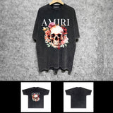 Amiri washed t-shirt flower skull short sleeve