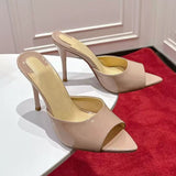 Louboutin-style red bottom shoes cmexport pointed toe cl high heels red super high heel women's stiletto open toe half drag red bottom sandals