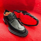 Louboutin-style red bottom shoes wang jiaer cl red bottom shoes men business leather shoes british breathable genuine leather flatsthick sole height-increasing derby shoes