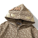 Bathing Ape Hoodie Embroidered Label Hooded Cardigan Zip Shark Jacket