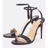 Louboutin-style red bottom shoes cl red bottom one-piece strap cross high-heeled sandals round toe shoes women's shoes high heels sandals red bottom round toe sandals