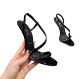 Louboutin-style red bottom shoes export new year; cl red bottom snake-shaped one-strap high-heeled sandals for women with round toe and ultra-high heels factory direct sales
