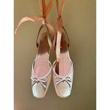 Louboutin-style red bottom shoes clretroeleganceniche stylebows ballet shoes rhinestone silk flatsflats women's hot style ribbon sandals