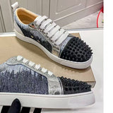 Louboutin-style red bottom shoes export europe station cl red bottom shoes electric embroidery low top high top men's shoes red bottom couple trendy rivets casualtie back