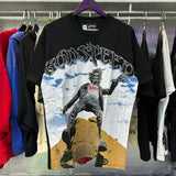 Godspeed T Shirts Falling Skull Print Cotton Casual Short Sleeve Men and Women