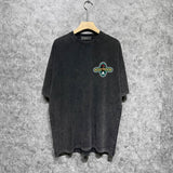 Amiri washed t-shirt gray wolf cross printing short sleeve
