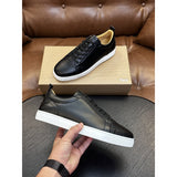 Louboutin-style red bottom shoes, hot-selling genuine leather flat men's sneakers, cl red sole trendy lace-up casual shoes, factory direct