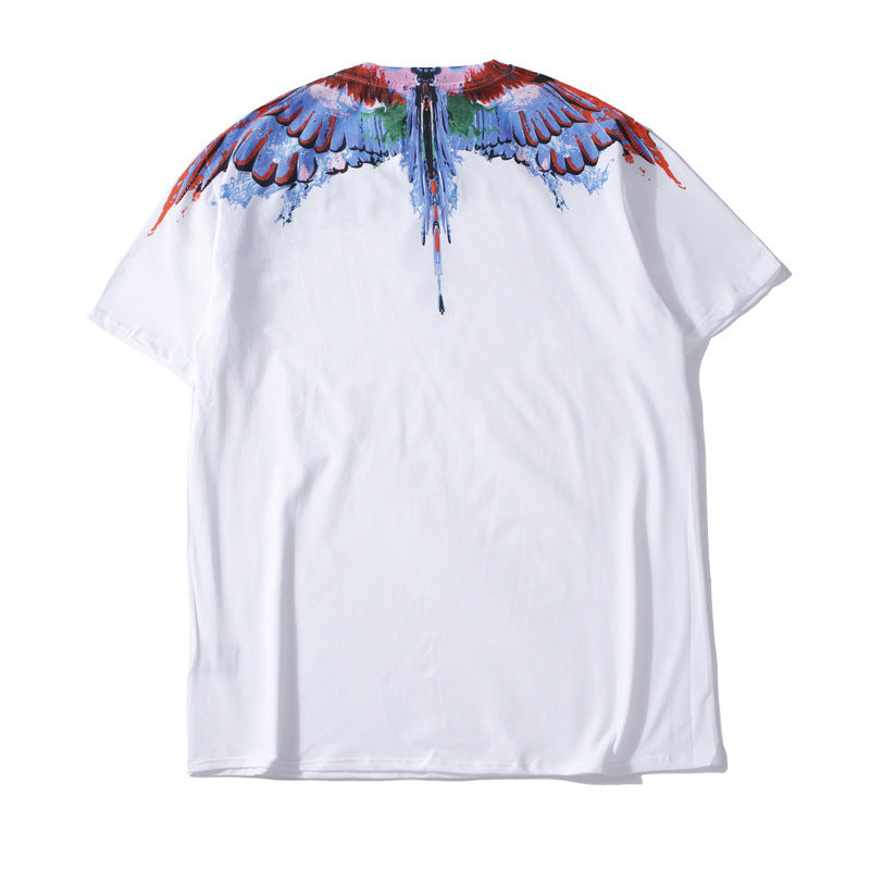 Marcelo Burlon T Shirt MB Colorful Wings Drops Pattern Men's and Women's Same Pure Cotton